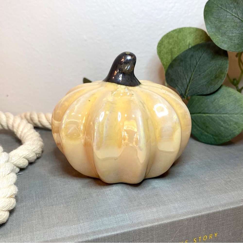Pumpkin Fall Decor - Cream Ceramic Pumpkin 🎃